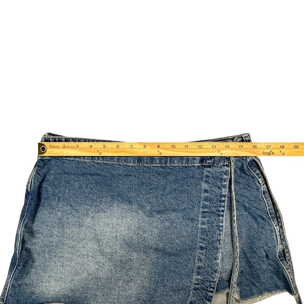 We The Free Emmy Denim Skort 12 Blue Wrap Front Raw Hem OB1480861 Western Boho - Picture 6 of 13